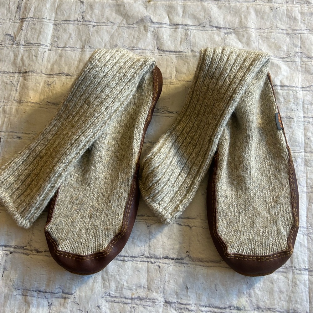 ACORN THE ORIGINAL SWEATER RAGG WOOL SLIPPER SOCKS BEIGE TAN BROWN MEN 10.5-11.5